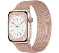 CeMiKa Solo Loop Compatible avec Bracelets Apple Watch 42mm 41mm 40mm 38mm Femme Homme, Tressé Nylon Souple Élastique Stretch Sport pour iWatch Serie 10 9 8 7 SE 6 5 4 3 Ultra 2 1, Rose nude-M