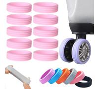 Cemssitu 10 Pack Luggage Compartment Wheel Protection Cover, Luggage Wheel Covers Silicone, Universal Reduce Noise Wheels Sleeves for Travel Suitcase (Pink)