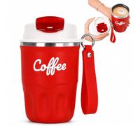 Cemssitu Coffee Vacuum Flask, Portable Coffee Cup with Lid and Handle, Stainless Steel Insulated Travel Mug for Hot and Cold Drinks, Home Office Outdoor Travel (Red,Standard)