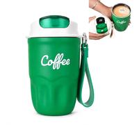Cemssitu Coffee Vacuum Flask, Portable Coffee Cup with Lid and Handle, Stainless Steel Insulated Travel Mug for Hot and Cold Drinks, Home Office Outdoor Travel (Green,Digital display)