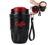 Cemssitu Coffee Vacuum Flask, Portable Coffee Cup with Lid and Handle, Stainless Steel Insulated Travel Mug for Hot and Cold Drinks, Home Office Outdoor Travel (Black,Digital display)
