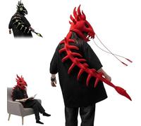 Cemssitu Dinosaur Skeleton Costume-3D Realistic New Dinosaur Skeleton Headgear、for Photoshoot、Cosplay、Theme Parties (L,red)