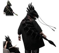 Cemssitu Dinosaur Skeleton Costume-3D Realistic New Dinosaur Skeleton Headgear、for Photoshoot、Cosplay、Theme Parties (S,Black)