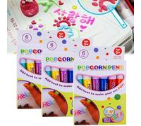 Cemssitu DIY Bubble Popcorn Drawing Pens, Puffy Pens Heat Activated, Magic Puffy Pens, Magic Popcorn Color Paint Pen Set of 6 (3 Pack)