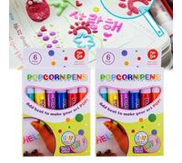 Cemssitu DIY Bubble Popcorn Drawing Pens, Puffy Pens Heat Activated, Magic Puffy Pens, Magic Popcorn Color Paint Pen Set of 6 (2 Pack)