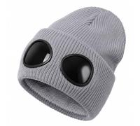 Cemssitu Goggle Knitted Beanie, Beanie with Goggles, Novelty Winter Hat | Unisex Fleece Lined Cuffed Knit Cap for Streetwear, Parties, Photos, Gifts and Cold Weather