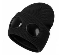 Cemssitu Goggle Knitted Beanie, Beanie with Goggles, Novelty Winter Hat | Unisex Fleece Lined Cuffed Knit Cap for Streetwear, Parties, Photos, Gifts and Cold Weather