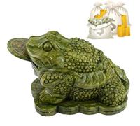 Cemssitu Grenouille en jade avec pièce de monnaie dans la bouche, grenouille Feng Shui avec pièce de monnaie en jade, grenouille à trois pattes ou statue de crapaud d'argent, décoration Feng Shui