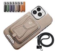 Cemssitu Luxurious Leather Magnetic Phone Case for Iphone 15/14/13/12 Pro Max, 2-in-1 Detachable Magnetic Phone Case Stand, Separate Wallet and Back Cover (iPhone 15,Grey)