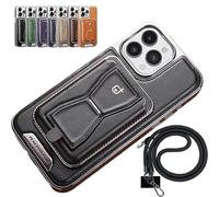 Cemssitu Luxurious Leather Magnetic Phone Case for Iphone 15/14/13/12 Pro Max, 2-in-1 Detachable Magnetic Phone Case Stand, Separate Wallet and Back Cover (iPhone 13,Black)