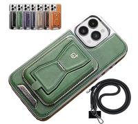 Cemssitu Luxurious Leather Magnetic Phone Case for Iphone 15/14/13/12 Pro Max, 2-in-1 Detachable Magnetic Phone Case Stand, Separate Wallet and Back Cover (iPhone 13,Green)