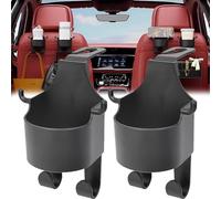 Cemssitu Multifunctional Hook for Car Seat Back, 2 in 1 Car Purse Hook ＆ Backseat Cup Holder, Car Headrest Cup Holder for Back Seat, Car Traveling Essentials (Black)