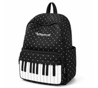 Cemssitu Piano Backpack for Women, Polka Dot Backpack with Keyboard Design, Cute Y2K Music Daypack for Travel, Work and Daily Use (Black-A,Standard)