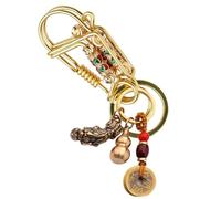 Cemssitu Stainless Brass Keychain with Feng Shui Pixiu Wealth Bracelet Men Women Keychain Trinket (1 Pack)