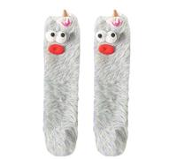 Cemssitu Warm Cozy Fluffy Cartoon Monster Socks, Cute Fuzzy Socks for Women Girls, One Size (Gray,Taille unique)