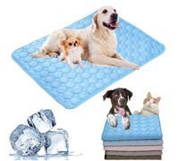 Cemssitu Washable Cooling Mat for Dogs, Ice Silk Cooling Dog Bed, Summer Pet Cooling Mat for Indoor & Outdoor, Durable Sofa Cooling Pad Blanket for Small Medium Large Dogs/Cats (20 * 16 in,Blue)