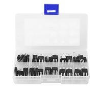 CEMTUKLBP 60 pièces, 10 valeurs, kit d’assortiment de transistors L7805CV LM317T, ensemble de transistors à trois broches avec boîte de rangement transparente pour la réparation électronique