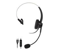 CEMTUKLBP H360 - USB - Casque téléphonique monophonique à 3 écouteurs, Casque pour Centre d’appels USB avec contrôle du Volume et Fonction de muet du Micro, Microphone Haute définition