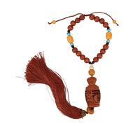 CEMTUKLBP Pendentif Amulette en Bois Sculpté, Amulette en Bois de Pêcher Détaillée, Symbole de Sécurité et d'Auspice, Décoration pour Voiture, Intérieur, Autel ou Méditation