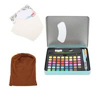 CEMTUKLBP Set de peinture aquarelle, 48 couleurs opaques, avec palette et carnet de peinture ; kit d’aquarelle portable pour la création de graffitis ; comprend pinceaux, papiers et