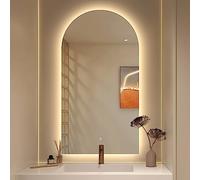 CENAP Miroir LED de Salle de Bain en Arc avec lumière 40x60cm, Miroir Lumineux pour Salle de Bain, Miroir de courtoisie Mural, intensité Variable, 3 Couleurs 50x80cm, lumière de Salle de Bain int