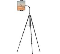 Cenawin Trépied pour tablette, hauteur réglable de 190,5 cm, support de sol pour tablette en col de cygne, support de sol avec trépied rotatif à 360° pour iPad Pro Air Mini 4,7-13,5"