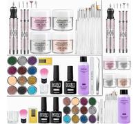 CENBEII Kit de lime à ongles électrique en acrylique - 4 couleurs de poudre acrylique et kit d'ongles polygel liquide acrylique de 75 ml - Kit d'extension de vernis à ongles en gel