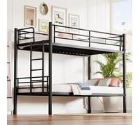 Cenbunsh Lit Superposé en Fer 90x190, 2 en 1 Lit Détachable 2 Places avec Garde-Corps et Échelle Métallique, pour Adolescent et Adulte, Style Industriel (Noir-Régulier)