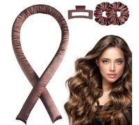 CENCERY Bigoudis Sans Chaleur pour Cheveux Longs, Boucleur à Cheveux sans Chaleur pour la Nuit, Ruban à Boucler Dream Waves, Rouge Brun