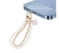 CENCERY Breloque pour téléphone portable en perles avec 1 pièce au dos, breloque pour téléphone portable, breloque pour téléphone portable, breloque pour téléphone portable (blanc)
