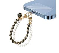 CENCERY Breloque pour téléphone portable en perles avec 1 pièce au dos, breloque pour téléphone portable, breloque pour téléphone portable, breloque pour téléphone portable (noir)