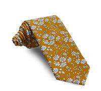 Cencibel Smart Casual Cravate Liberty Capel Jaune Doré Fleurs Blanches, or, Ancho 7.5 cms