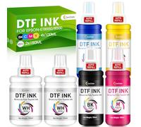 CenDale Encre DTF à remplissage automatique améliorée - 700 ml d'encre de transfert DTF pour imprimantes Epson ET-8550 ET-8500, lot d'encre d'impression à transfert thermique 100 ml x 4 CMJN, 150 x 2