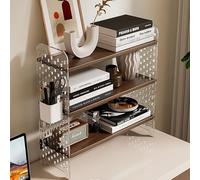 cendbirut Bibliothèque de Bureau Acrylique à 3 Niveaux, étagère de Stockage autoportante, étagère de présentation, bibliothèque de Bureau pour comptoir, étagère pour Bureau,Walnut,15.7in