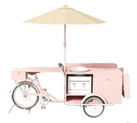 cendbirut Camion de Restauration Rapide Mobile en Tricycle, Chariot de Vente de Commercial en Plein air et Tricycle de Vente avec Espace de Rangement et parasols pour Les lieux pittoresques de Rue,A