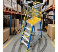 cendbirut Échelle à Plateforme roulante, en Fibre de Verre résistante avec Une capacité de 440 lbs, Plate-Forme de Travail Mobile avec Roues et Garde-Corps de sécurité à 360°, antidérapantes,5 Step