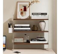 cendbirut Étagère Verticale de Bureau Simple en Acrylique à 3 Niveaux, Grande étagère pour étudiants, Rangement pour Livres et cosmétiques, bibliothèque, Organiseur d'étagère pour Plan,Walnut,15.7in