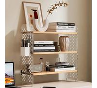 cendbirut Étagère Verticale de Bureau Simple en Acrylique à 3 Niveaux, Grande étagère pour étudiants, Rangement pour Livres et cosmétiques, bibliothèque, Organiseur d'étagère pour Plan,Wood,15.7in