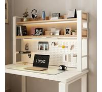 cendbirut Organisateur d'étagère de Bureau pour Le Dessus du Bureau, étagère de Bureau avec Panneau à encoches et Accessoires de Rangement, Buffet de Bureau pour dortoir ou Bureau,Blanc,L55*H93CM