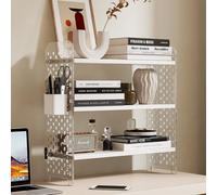 cendbirut Organisateur d'étagère de comptoir à 3 Niveaux, Support de Stockage de Tasses à café pour Placard ou Armoire, Simple étagère de Bureau en Acrylique Grande bibliothèque,Blanc,15.7in