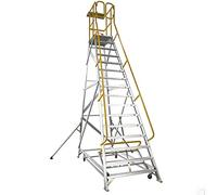 cendbirut Plate-Forme roulante à marches en Aluminium avec Roues, échelles à Plateforme Industrielle antidérapantes en métal avec Garde-Corps pour entrepôt, Garage, capacité de Charge 200 kg,16Step