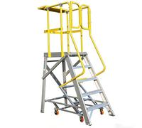 cendbirut Plate-Forme roulante à marches en Aluminium avec Roues, échelles à Plateforme Industrielle antidérapantes en métal avec Garde-Corps pour entrepôt, Garage, capacité de Charge 200 kg,5 Step