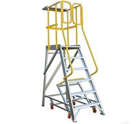 cendbirut Plate-Forme roulante à marches en Aluminium avec Roues, échelles à Plateforme Industrielle antidérapantes en métal avec Garde-Corps pour entrepôt, Garage, capacité de Charge 200 kg,6 Step