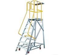 cendbirut Plate-Forme roulante à marches en Aluminium avec Roues, échelles à Plateforme Industrielle antidérapantes en métal avec Garde-Corps pour entrepôt, Garage, capacité de Charge 200 kg,7 Step