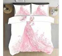 Cendppdj Princesse Rose Floral Feuille Housse De Couette 140x200, Parure De Lit Fille Ado Dessin Animé Ave Fermeture Éclair 1 Personne, Microfibre Literie avec 2 Taie d'oreiller 65X65
