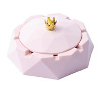 Cendrement avec couvercle 4x3x1 Télément sans fumée à vent avec couvercle en forme de couronne seau de cendres en acier inoxydable pour le balcon de bureau