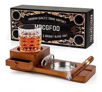 Cendrier à cigare, dessous de verre plateau à whisky et porte-cigare, cendrier en bois avec fente pour contenir des cigares, repose-cigares, coupe-cigares, ensemble d'accessoires à cigares cadeau pour
