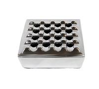 Cendrier à cigares carré en aluminium résistant au vent pour tous les gros cigares à cigarillos, design grille à 16 trous, coupe-vent, fabriqué à la main pour une utilisation en intérieur et en