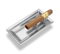 Cendrier à cigares en métal avec double support pour cigares, cendrier d'extérieur incassable pour la maison, le bureau, la table, le patio (Argenté)