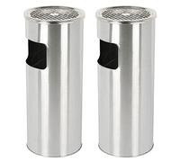 Cendrier amovible sur pied en acier inoxydable,Acier Inoxydable/Fer, Antidérapant, pour Extérieur/Intérieur,pour Hôtel Jardin Extérieur Supermarché-25 * 25 * 60 cm-Argent-2PC